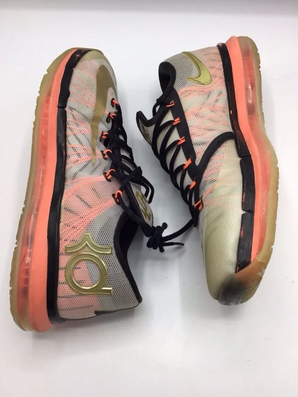 NIKE KD VI Elite Kevin Durant White/Metallic Gold 642838-100 Men Sz 11